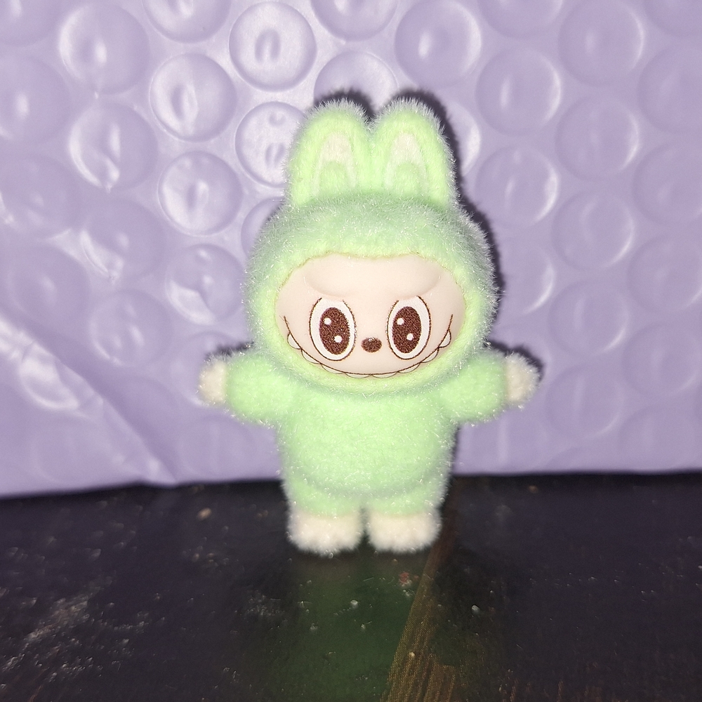 Miniature Labubu Velvet figure lime green (No Offers)